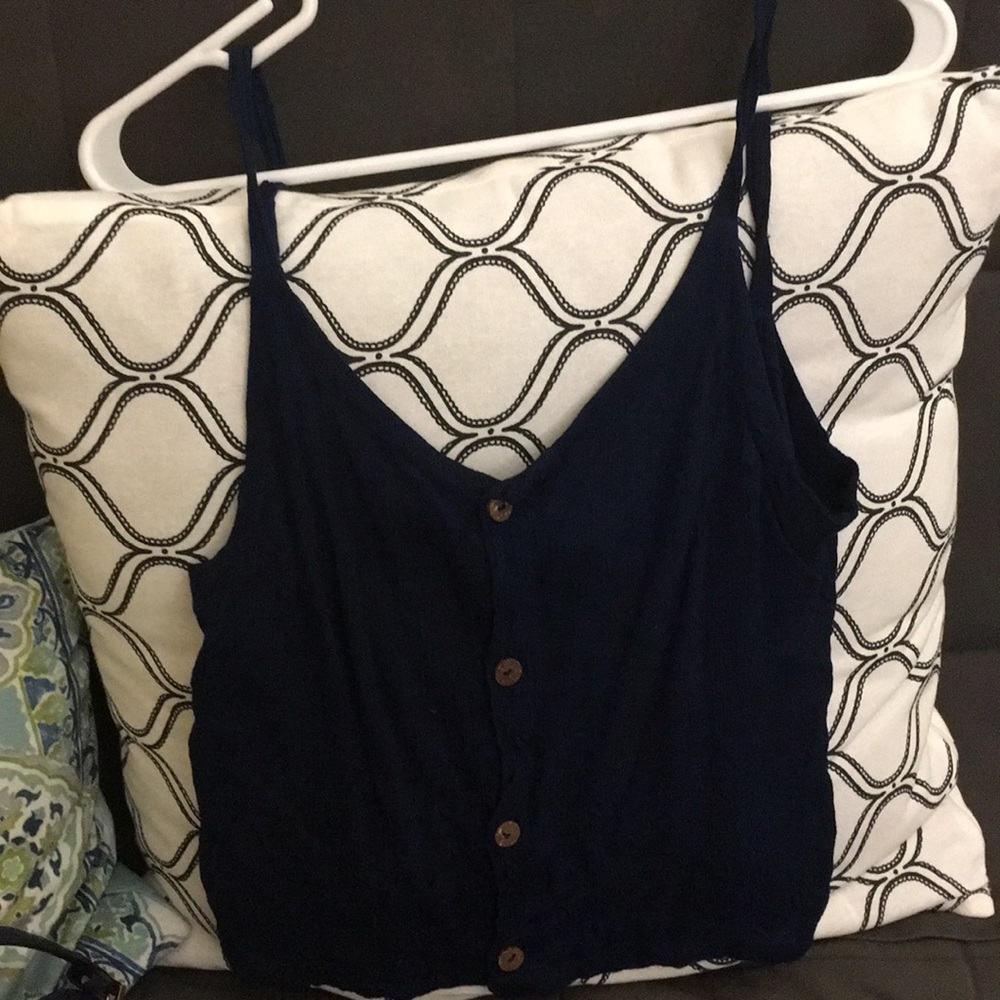 Navy Blue buttoned crop top